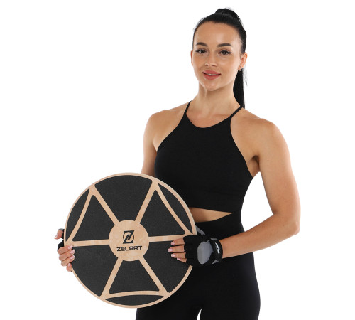 Диск балансувальний балансборд дерев'яний WOOD BALANCE BOARD Zelart 39x7,5см чорний