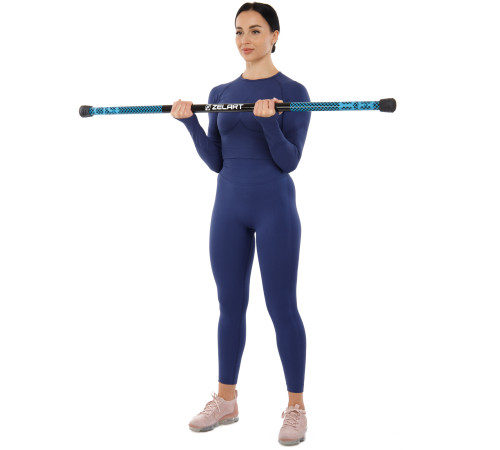 Бодібар Body Bar розбірний 3-х секційний Zelart вага 4кг чорний-блакитний