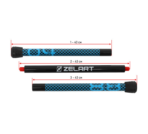 Бодібар Body Bar розбірний 3-х секційний Zelart вага 4кг чорний-блакитний