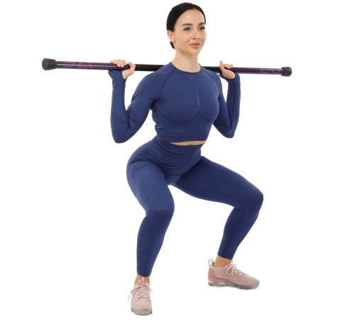 Бодибар Body Bar разборной 3-х секционный Zelart вес 8кг черный-фиолетовый