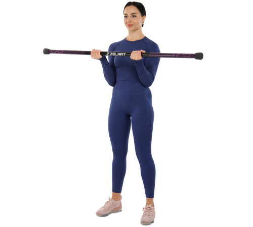 Бодибар Body Bar разборной 3-х секционный Zelart вес 8кг черный-фиолетовый