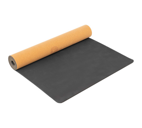 Килимок для йоги Пробковий каучуковий двошаровий Yoga mat Record 183x61мx0.4cм з принтом Марш Слонів коричневий