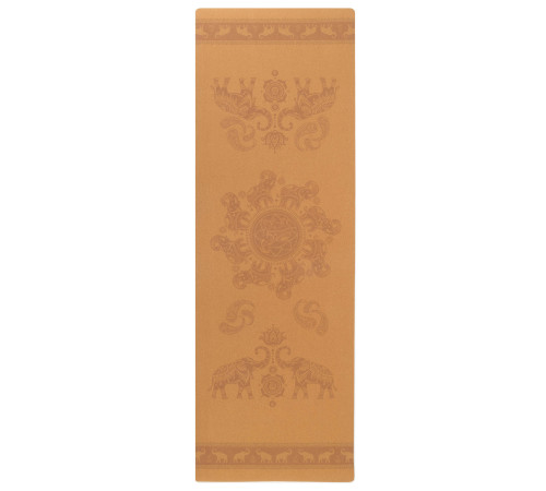 Килимок для йоги Пробковий каучуковий двошаровий Yoga mat Record 183x61мx0.4cм з принтом Марш Слонів коричневий