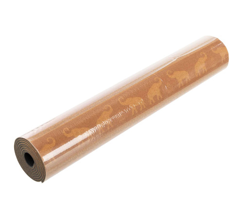 Килимок для йоги Пробковий каучуковий двошаровий Yoga mat Record 183x61мx0.4cм з принтом Марш Слонів коричневий