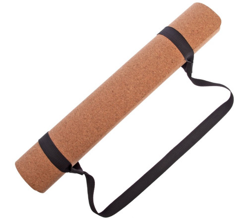 Килимок для йоги Пробковий каучуковий двошаровий Yoga mat Record 183x61мx0.4cм з принтом Слон коричневий