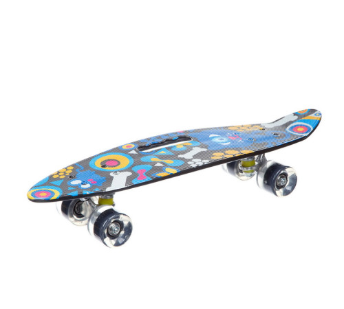 Пенні борд Penny Board круїзер пластиковий з колесами які світяться та ручкою для перенесення 24" SP-Sport синій-чорний