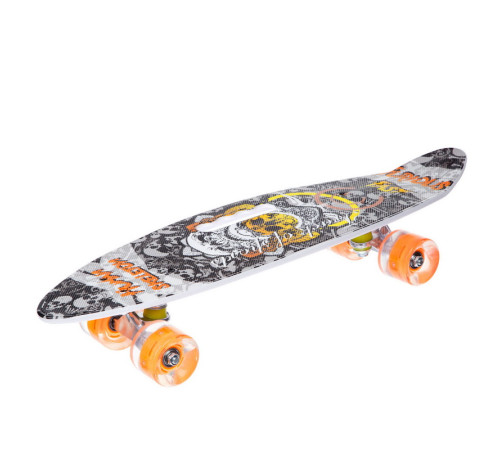 Пенні борд Penny Board круїзер пластиковий з колесами які світяться та ручкою для перенесення 24" SP-Sport чорний-білий