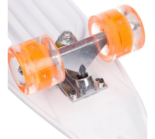 Пенні борд Penny Board круїзер пластиковий з колесами які світяться та ручкою для перенесення 24" SP-Sport чорний-білий