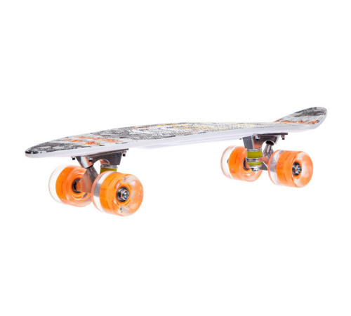 Пенні борд Penny Board круїзер пластиковий з колесами які світяться та ручкою для перенесення 24" SP-Sport чорний-білий