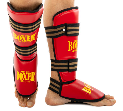 Захист гомілки та стопи Муай Тай, ММА, Кікбоксинг штучна шкіра BOXER NEW M-XL кольори в асортименті