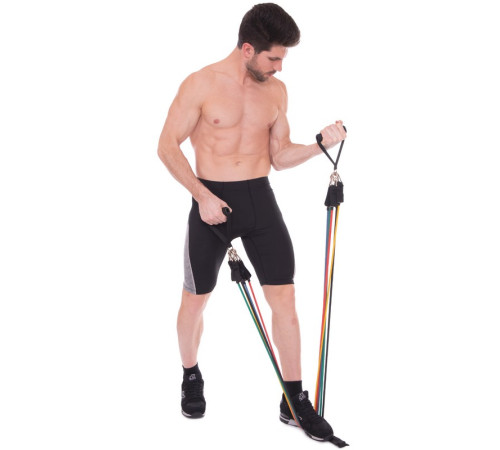 Эспандер многофункциональный для фитнеса 5 жгутов Resistance Band SP-Sport в чехле разноцветный
