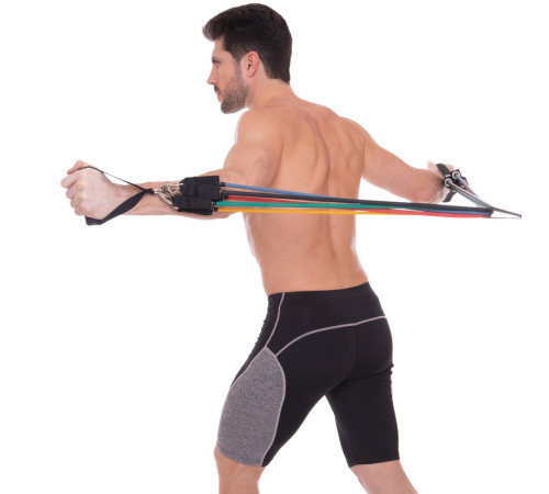 Эспандер многофункциональный для фитнеса 5 жгутов Resistance Band SP-Sport в чехле разноцветный
