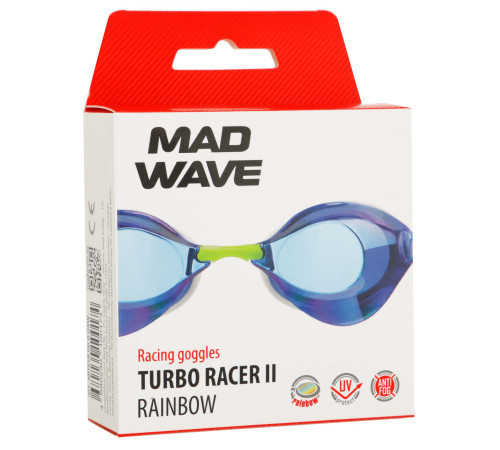 Окуляри для плавання стартові райдужні лінзи MadWave TURBO RACER II RAINBOW кольори в асортименті
