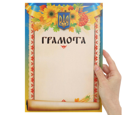 Грамота спортивна A4 з гербом та прапором України 21х29,5см