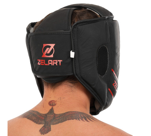Шолом боксерський з повним захистом шкіряний Zelart S-XL кольори в асортименті