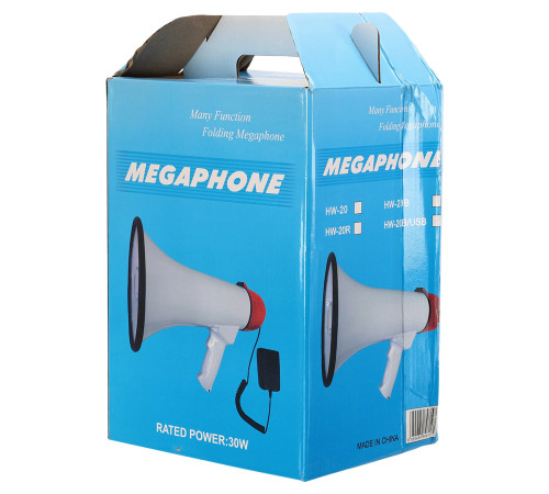 Гучномовець мегафон рупор ручний Yaochen 30 W білий-червоний