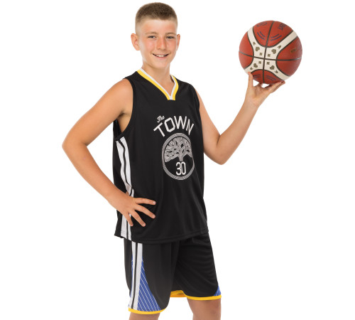 Форма баскетбольна дитяча NBA клуб Golden state warriors 30 S-2XL чорний-жовтий