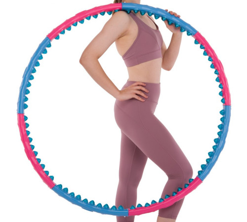 Обруч для схуднення масажний розбірний Хула Хуп Hula Hoop SUPER WIDE 8 секцій рожевий-блакитний