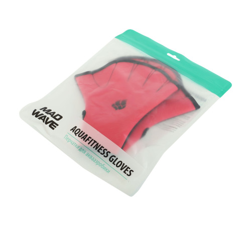 Акваперчатки для аквафітнесу Aquafitness gloves MadWave S-L рожевий-чорний