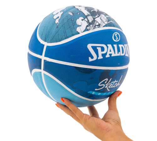 Мяч баскетбольный резиновый SPALDING SKETCH DRIBBLE размер 7 синий