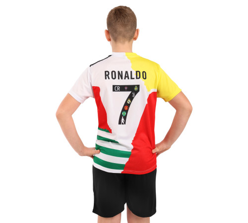 Форма футбольна дитяча RONALDO 7 SP-Sport 20-30 білий-чорний