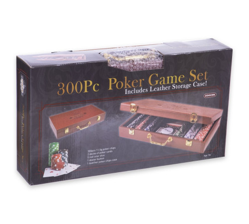 Набор для покера в кейсе из экокожи Poker game set SP-Sport 300 фишек
