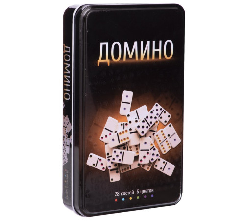 Домино настольная игра в железной подарочной коробке SP-Sport 28 костей белый