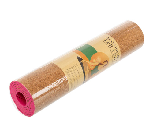 Килимок для йоги Пробковий каучуковий двошаровий Yoga mat SP-Sport 183x61x0,6см кольори в асортименті