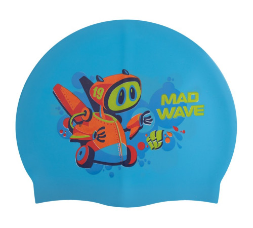 Шапочка для плавання силіконова юніорська MadWave Junior MAD BOT кольори в асортименті
