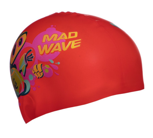 Шапочка для плавання силіконова юніорська MadWave Junior MAD BOT кольори в асортименті