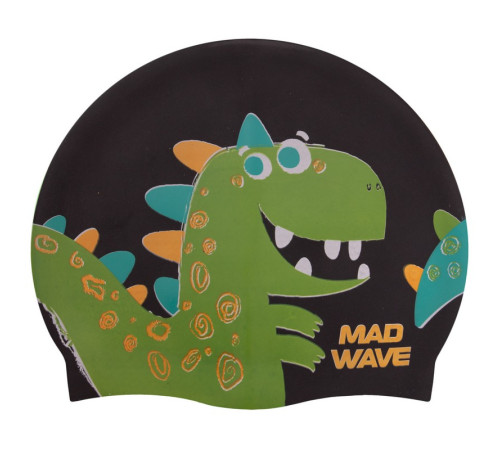 Шапочка для плавання силіконова юніорська MadWave Junior DINO кольори в асортименті