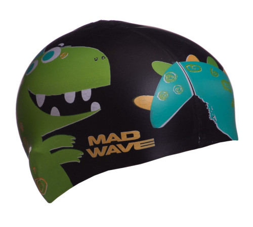 Шапочка для плавання силіконова юніорська MadWave Junior DINO кольори в асортименті