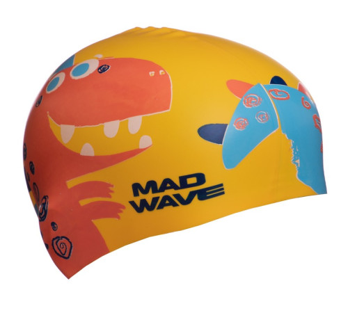 Шапочка для плавання силіконова юніорська MadWave Junior DINO кольори в асортименті