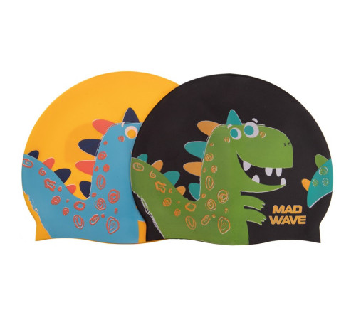 Шапочка для плавання силіконова юніорська MadWave Junior DINO кольори в асортименті