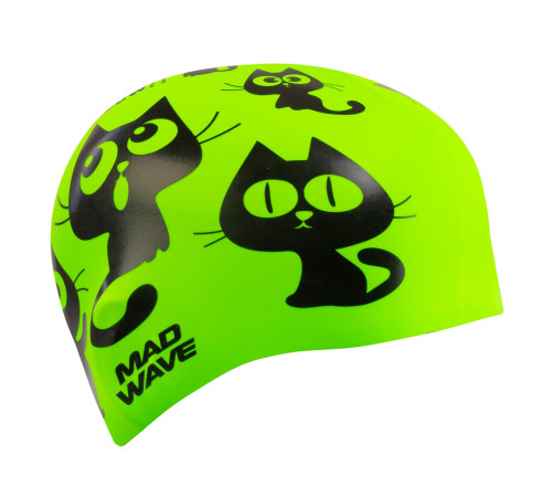 Шапочка для плавання силіконова юніорська MadWave Cats кольори в асортименті