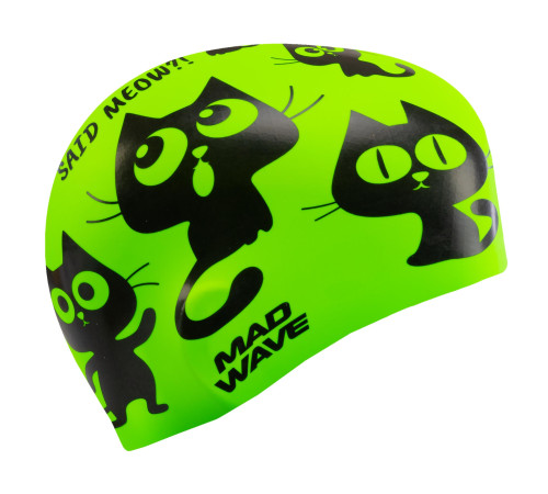 Шапочка для плавання силіконова юніорська MadWave Cats кольори в асортименті