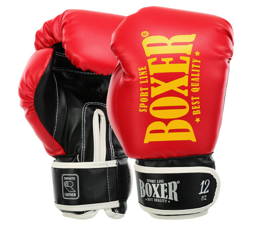 Рукавиці боксерські на липучці штучна шкіра BOXER NEW 10-16 унцій кольори в асортименті