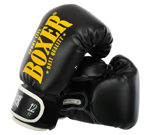 Рукавиці боксерські на липучці штучна шкіра BOXER NEW 10-16 унцій кольори в асортименті