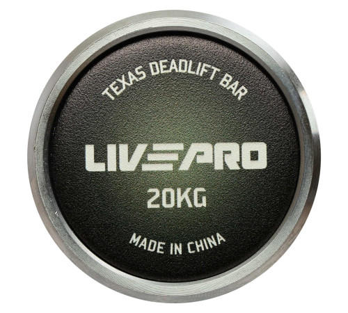 Гриф прямий для станової тяги хромований Олімпійський Texas Deadlift Bar LiveUp довжина 2,3 м гриф ø50мм хром-чорний