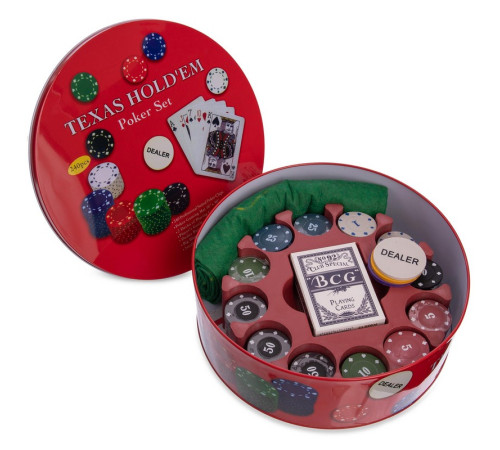 Набір для покеру в круглій металевій коробці Texas Holdem Poker set SP-Sport 240 фішок