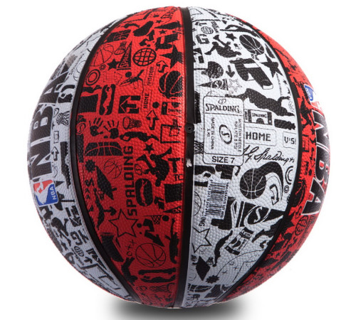 М'яч баскетбольний гумовий SPALDING NBA GRAFFITI розмір 7 червоний-сірий