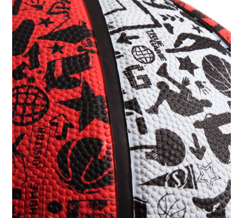 М'яч баскетбольний гумовий SPALDING NBA GRAFFITI розмір 7 червоний-сірий
