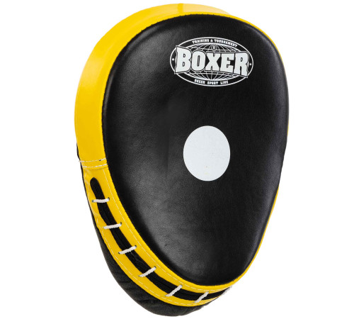 Лапа боксерська вигнута тренувальна шкіра BOXER элит 23х19х4,5см 2штуки кольори в асортименті