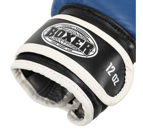 Рукавиці боксерські на липучці шкіряні BOXER 10-12унцій кольори в асортименті