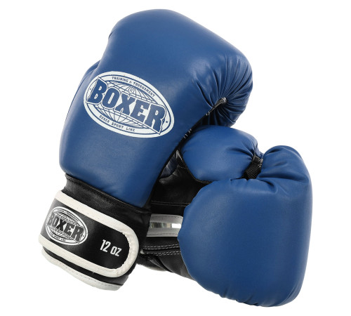 Рукавиці боксерські на липучці шкіряні BOXER 10-12унцій кольори в асортименті