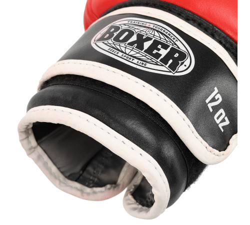 Рукавиці боксерські на липучці шкіряні BOXER 10-12унцій кольори в асортименті