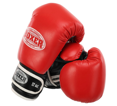Рукавиці боксерські на липучці шкіряні BOXER 10-12унцій кольори в асортименті