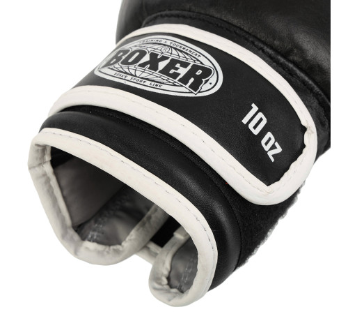 Рукавиці боксерські на липучці шкіряні BOXER 10-12унцій кольори в асортименті