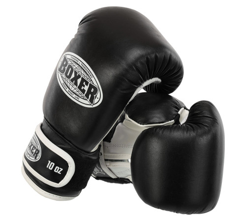 Рукавиці боксерські на липучці шкіряні BOXER 10-12унцій кольори в асортименті