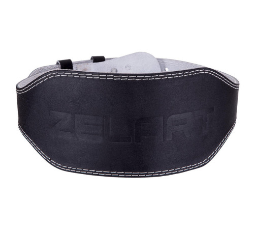Пояс атлетический кожаный Zelart спинка-15см размер-XS-XXL черный